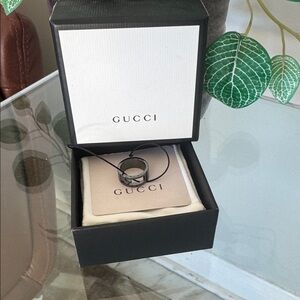 Gucci Black Geometric Ring with box and dustbag. GREAT GIFT